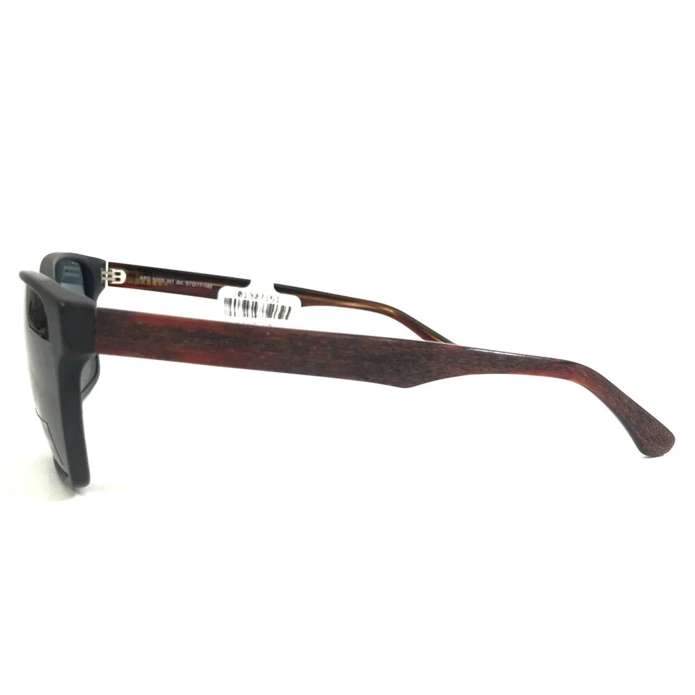 Alberto Romani Sunglasses ARS6008 MT BK Matte Black Brown Woodgrain Gray Lenses